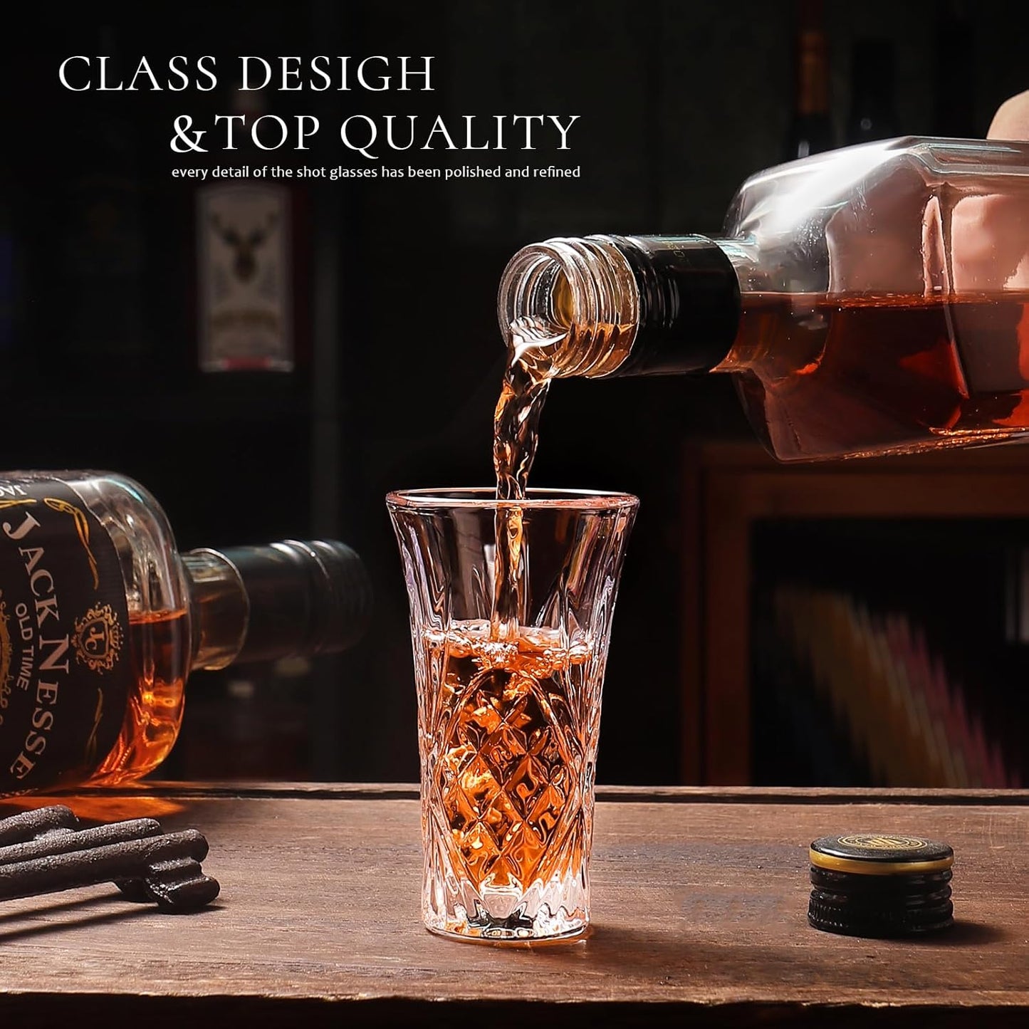 6 Pack Shot Glass Bulk Set with Heavy Base 2 OZ Small Shot Cups for Vodka, Whiskey, Tequila, Espresso, Liquor Set