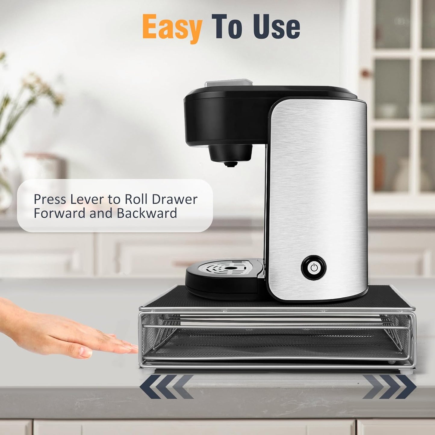 Coffee Pod Drawer, K-Cup Holder Drawer for 36 Coffee Pods Storage, Under Coffee Pot Storage and Sliding Drawer, Office or Home Kitchen Counter Organizer