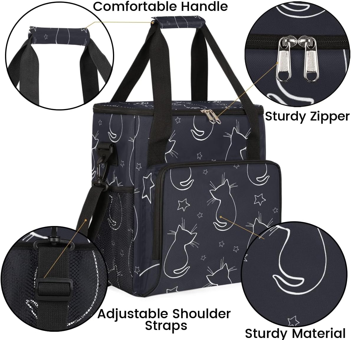 cat animal cartoon Coffee Maker Carring Bag Travel Carrying Storage Tote Bag Compatible with Keurig K-Mini or K-Mini Plus Portable Single Serve Coffee Brewer Case with Pockets for K-cup Pods