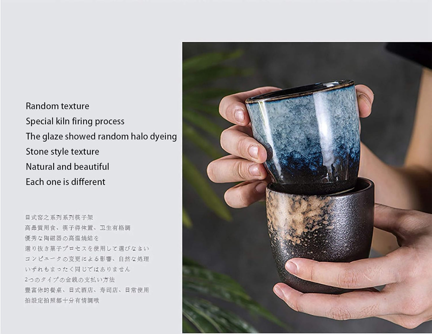 Ceramic Tea Cup, Kung Fu Tea set, Coffee Cup, Yerba Mate Set 4-piece companion cup set (Grey)