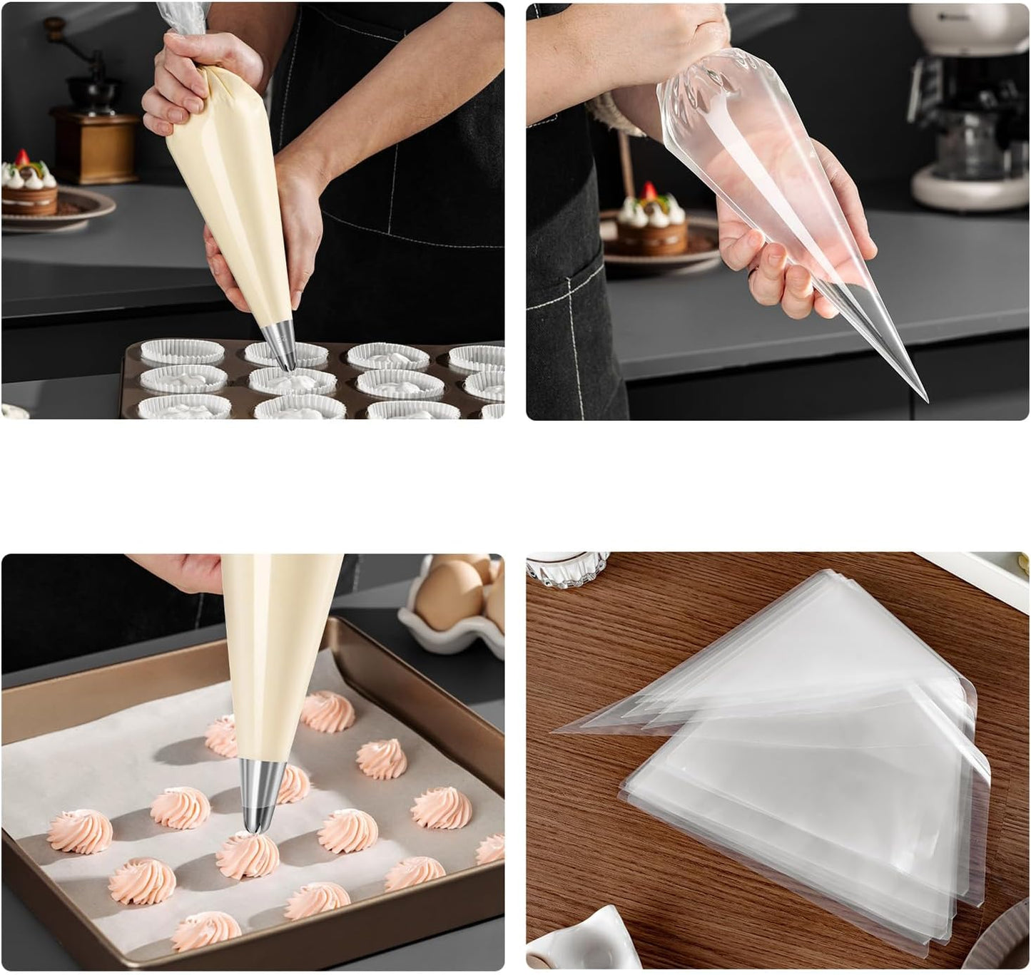 GEMLON 16 Inch Disposable Piping Bags with Pull-Out Dispenser Box - 100 Pack Large Pastry Bags for Cake Decorating, Anti-Burst Plastic Icing Bags for Frosting, Chocolate, Cookie Decorating Supplies