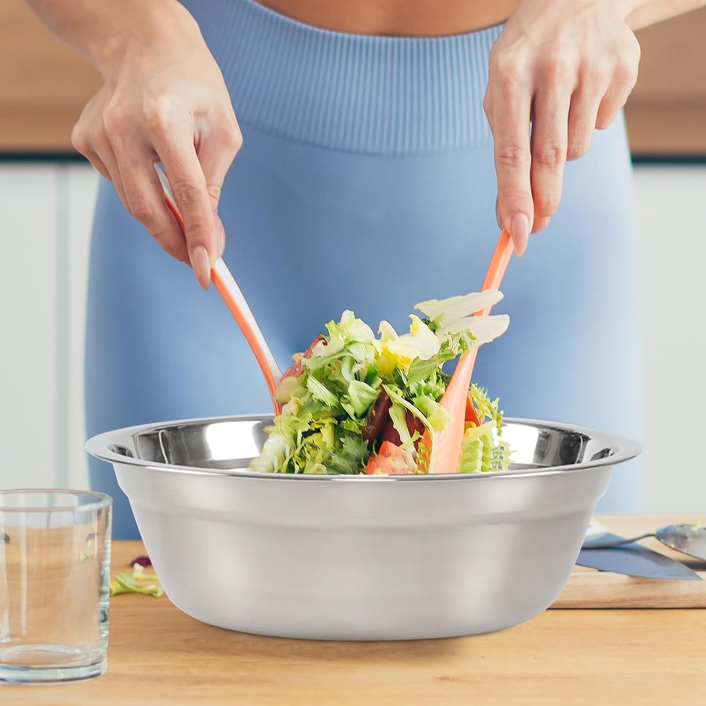 Xyskin Set of 4 Stainless Steel Mixing Bowl Set, Metal Serving Bowls, Great for Cooking, Baking, Prepping