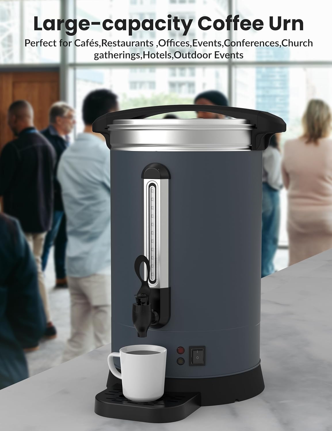 120 Cups Coffee Urn,18L Double Wall Commerical Coffee Maker for Buffet Catering Wedding Gathering,Large Capacity Hot Coffee Dispenser, Stainless Steel Hot Water Urn