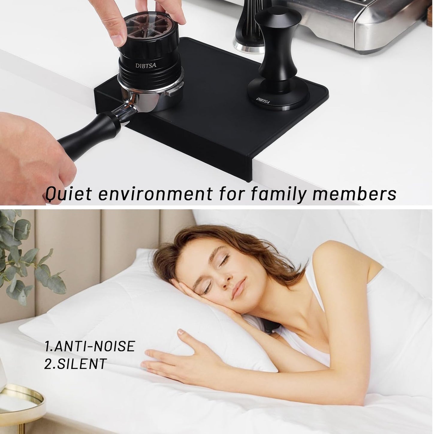 Espresso Tamping Mat, Silicone Coffee Tamper Mat with Corner Edge Tamp Support Station for Countertop, Barista Tools, Espresso Accessories, Black