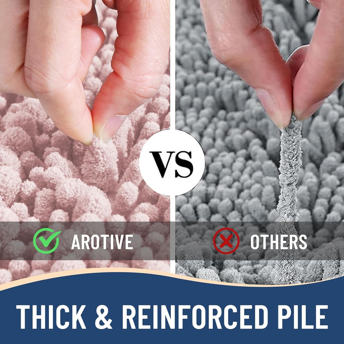 Arotive Luxury Chenille Bathroom Rug Mat, Extra Soft Thick Absorbent Shaggy Bath Rugs, Non-Slip Machine Wash Dry, Plush Bath Mats for Bathroom, Shower and Tub, 30x17, Dirty Pink