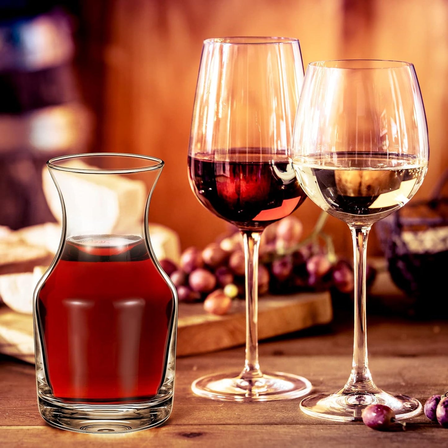 6 Pack Single Serving Wine Carafe Glass Small Mini Carafe Individual Wine Refill Decanter for Dinner Parties Tastings Bars Restaurants (7.7 oz)