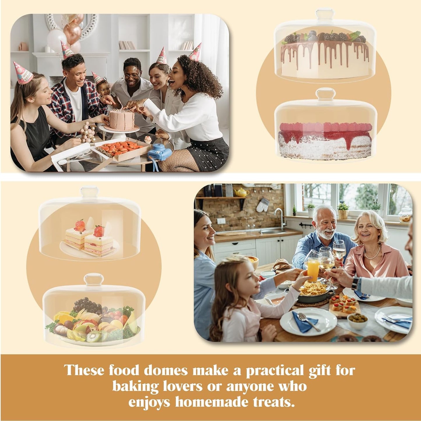 11 Inch Glass Cake Dome Cover, Upgraded Thickened Clear Cake Cover Lid for Cake Stand, Round Cloche Glass Dome for Dessert Plates Display and Protection