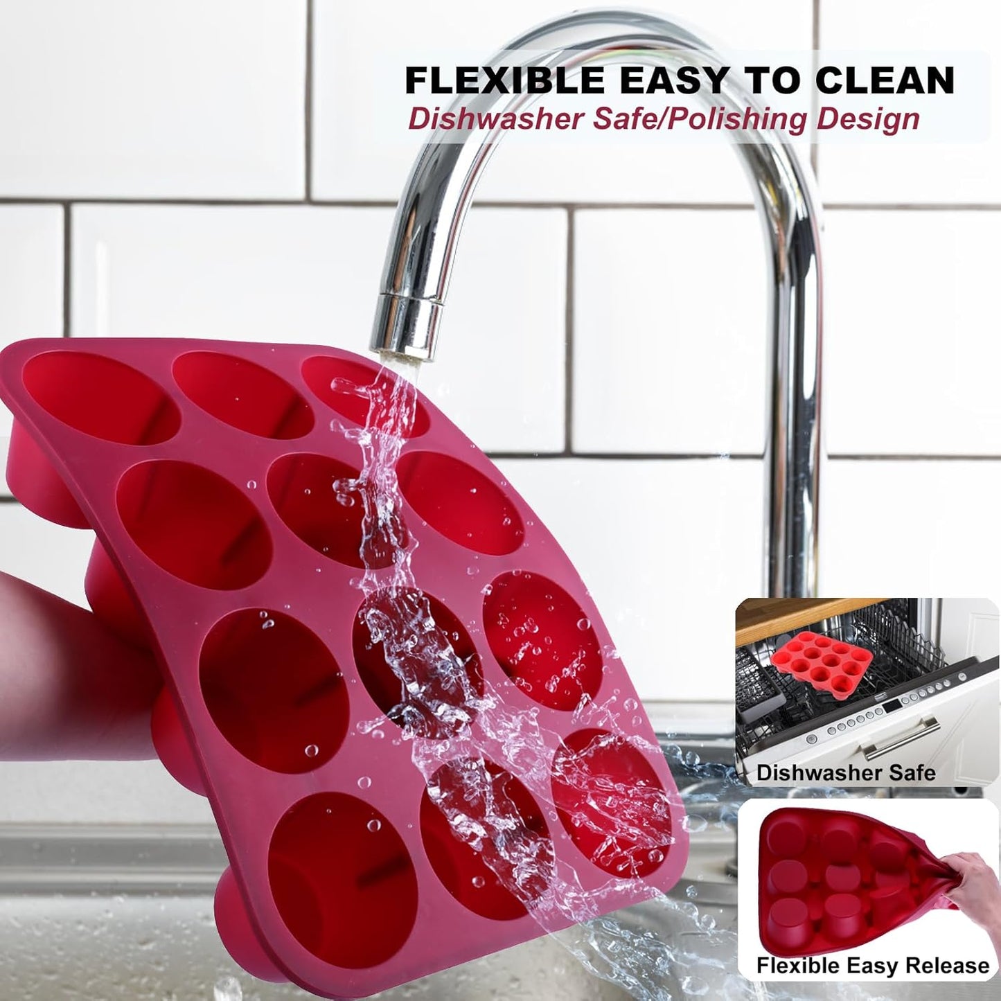 Nalchios Silicone Muffin Pan 12 Cups Deep Jumno, Chocolate Molds Silicone, Nonstick BPA Free Silicone Baking Molds, Dishwasher & Microwave Safe Muffin Tin, Easy To Use and Clean Candy Molds