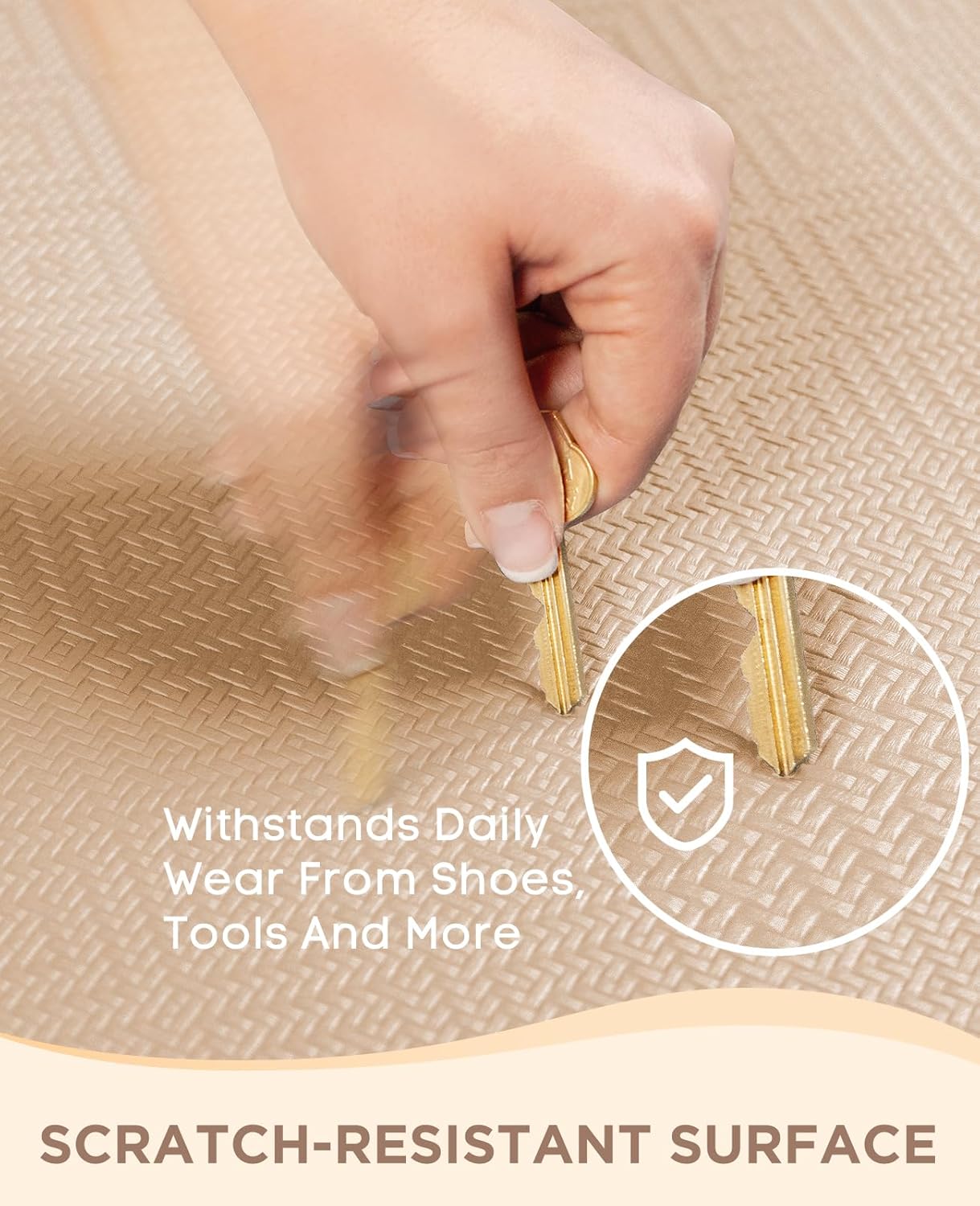 Ophanie Kitchen Mats for Floor, 3/4 inch Thick, 20x32 Anti Fatigue Cushioned Mat, Kitchen Rugs, Waterproof, Comfort Ergonomic Standing Mat for Office, Home, Sink, Beige Non-Slip Ridged Bottom