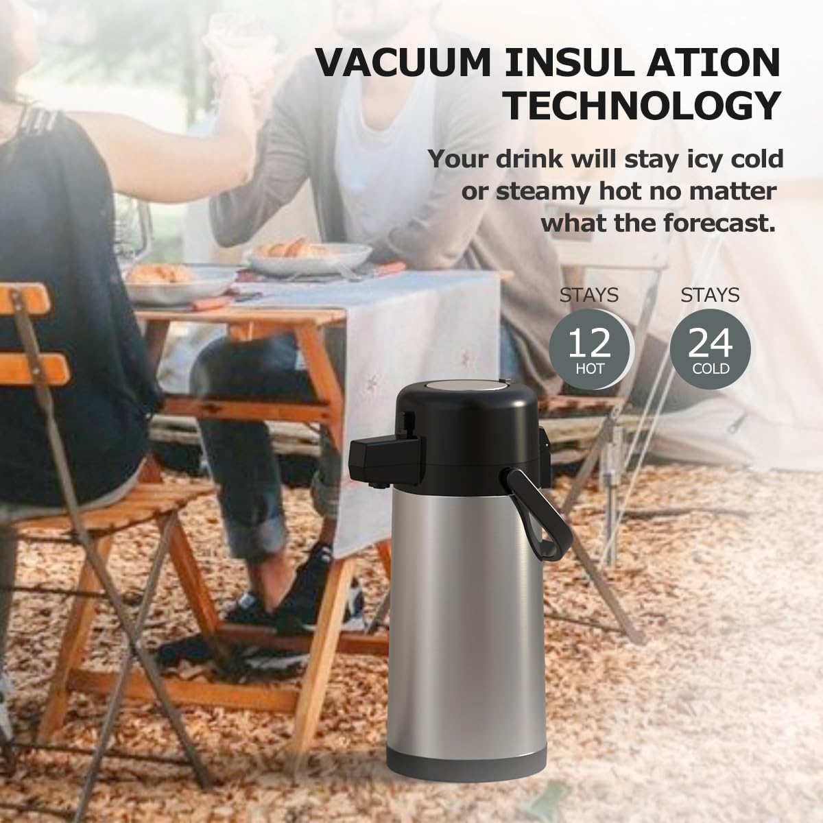 Airpot Coffee Dispenser with Pump,102 OZ/ 3L Large Coffee Dispenser with Tea Filter for Party Hot Drinks Water Tea Chocolate Hot/Cold Water, Insulated Stainless Steel Thermal Carafes