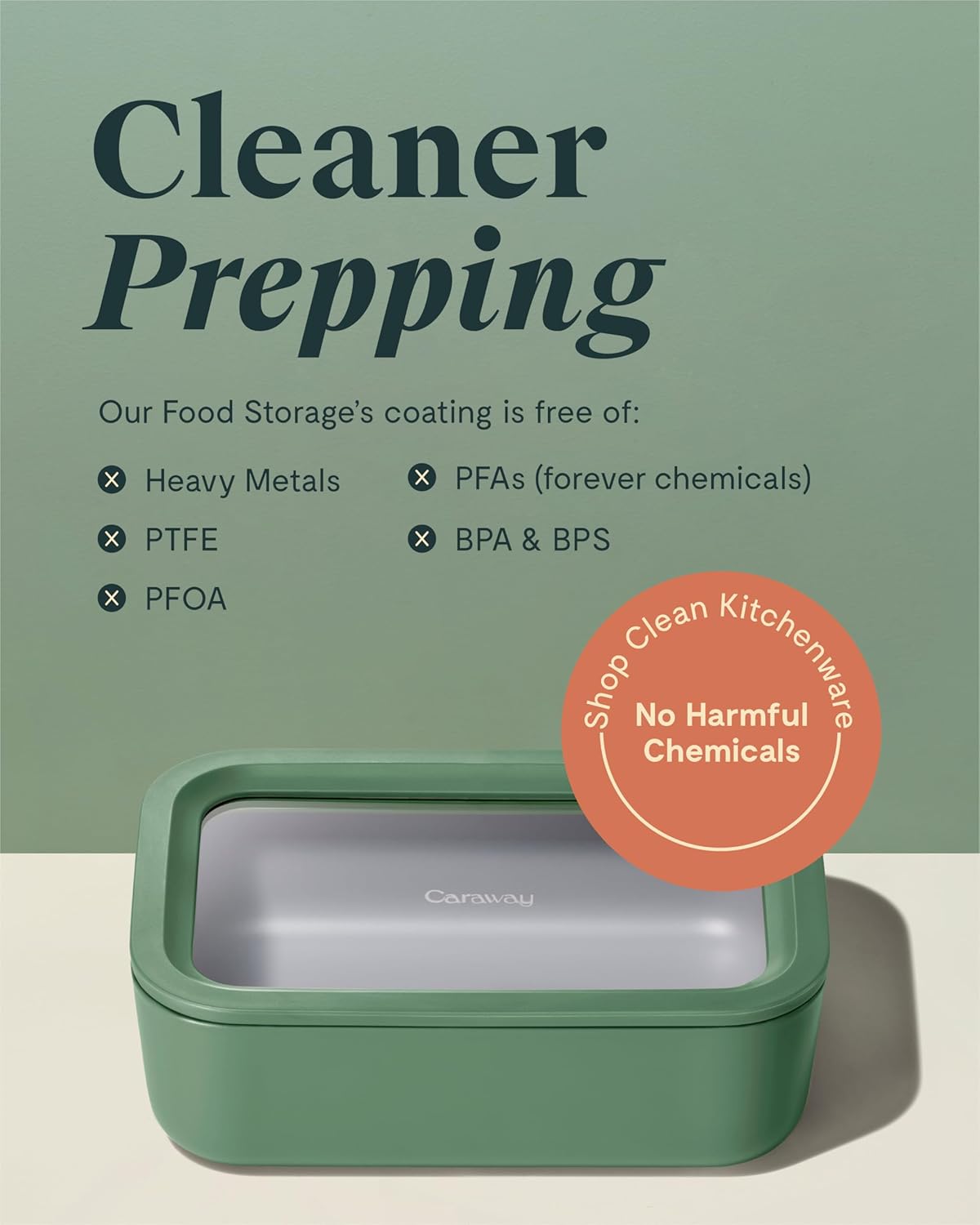 Caraway 2pc Glass Food Storage Set - 6.6 Cup Food Containers (2) - Ceramic Coated - Non Toxic, Non Stick Lunch Box with Lids. Dishwasher, Oven, & Microwave Safe - Perracotta