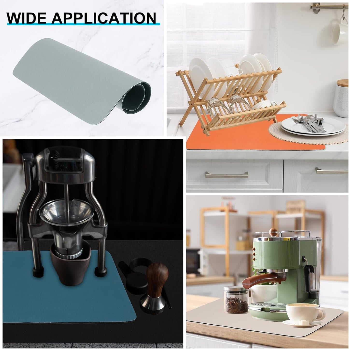 uxcell Silicone Mats for Kitchen Counter, 23.6" x 15.7" Non-Slip Countertop Protector Mat Heat Resistant Coffee Mat Waterproof Table Placemat, Gray