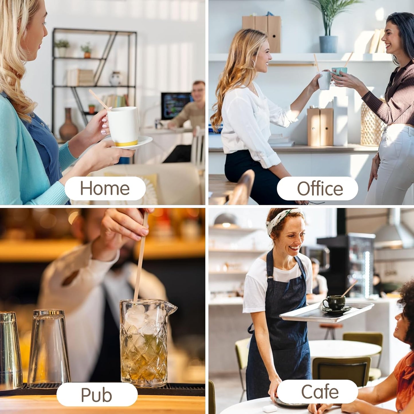 WISYOK 500 PCS Coffee Stirrers, 7 Inch Premium Birch Wood Sticks, Smooth Round Ends, Splinter-Free Disposable Stir Sticks for Coffee, Cocktails, Office, Home Use