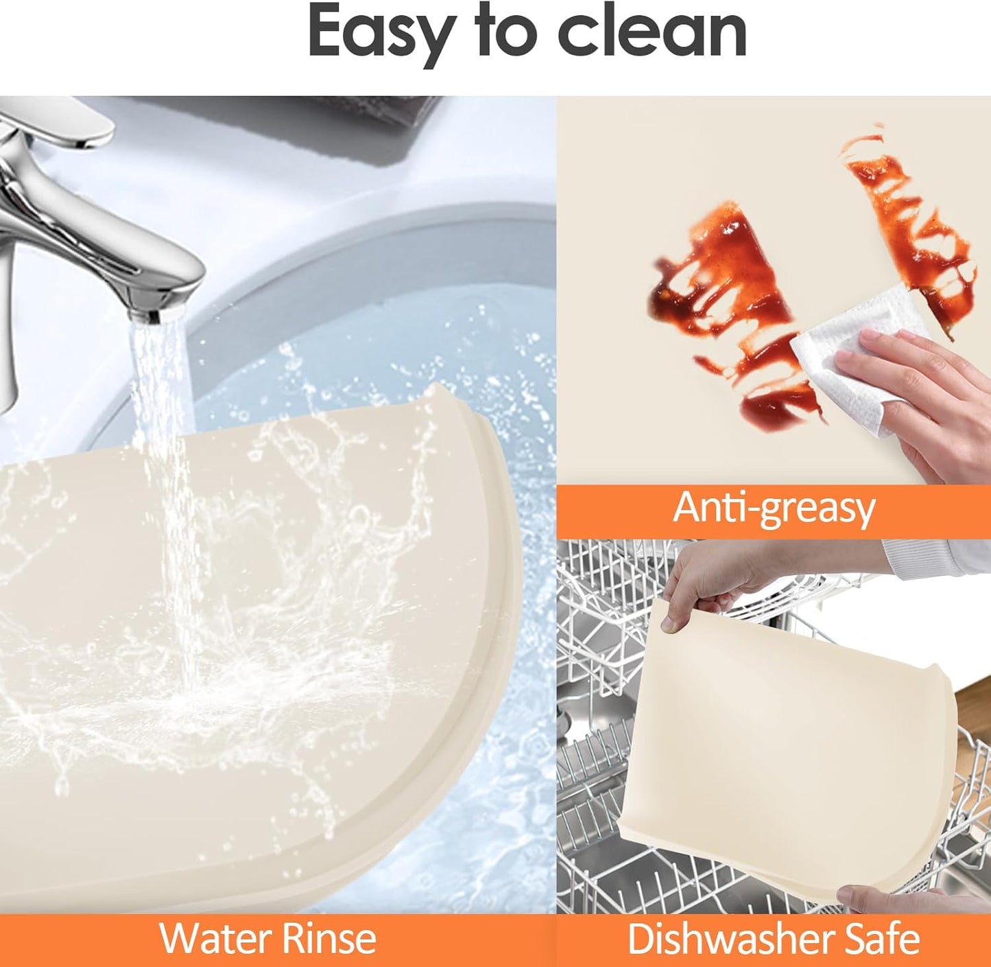 Silicone Coffee Maker Mat with Lip, 24'' x 16'' Heavy Duty Coffee Maker Mat for Countertops, Coffee Tray Fit Under Coffee Machine Appliance Automatic Machines Espresso Accessory, Beige