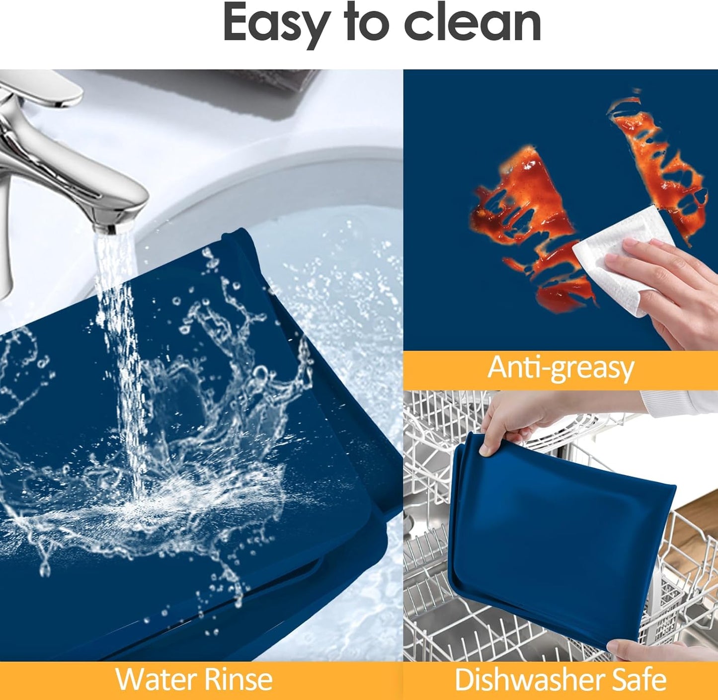 TOHONFOO Silicone Coffee Maker Mat with Lip, 19.7'' x 15'' Heavy Duty Coffee Maker Mat for Countertops, Coffee Tray Fit Under Coffee Machine Appliance Automatic Machines Espresso Accessory, Navy Blue