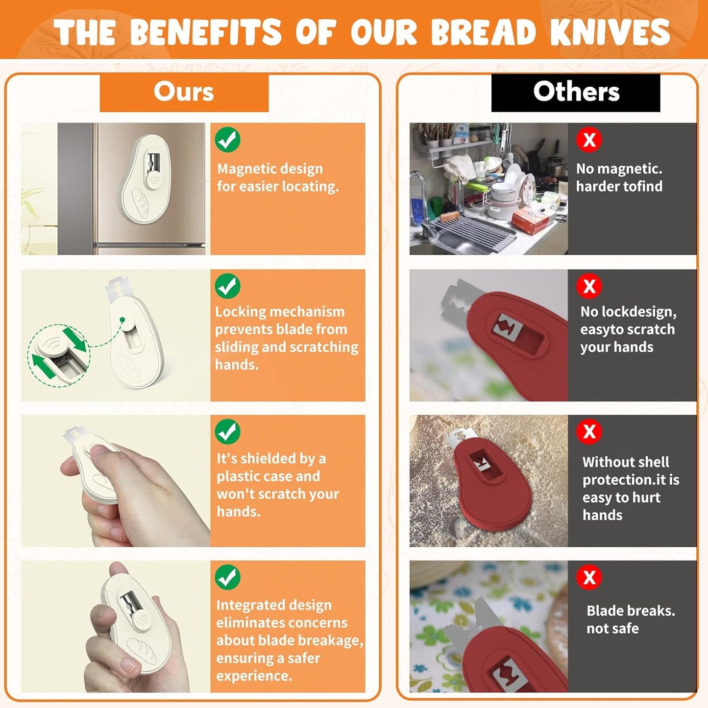 Extractable & Magnetic Bread Lame Dough Scoring Tool - Professional Sourdough Scoring Tool - Sourdough Bread Baking & Bread Scoring Tool - Scoring Patterns booklet & 5 Razor Blades (Cream)
