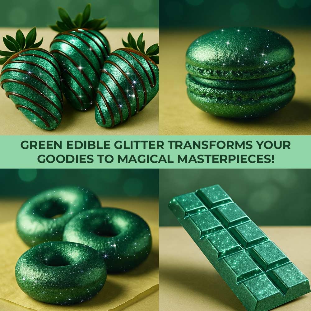 Bulk 20g Dark Green Edible Glitter for Drinks | Premium Edible Glitter for Cakes, Cocktails, Dark Green Cake Decorating Decorations Food Grade, Vegan, Kosher, Halal, Gluten Free - Made in USA