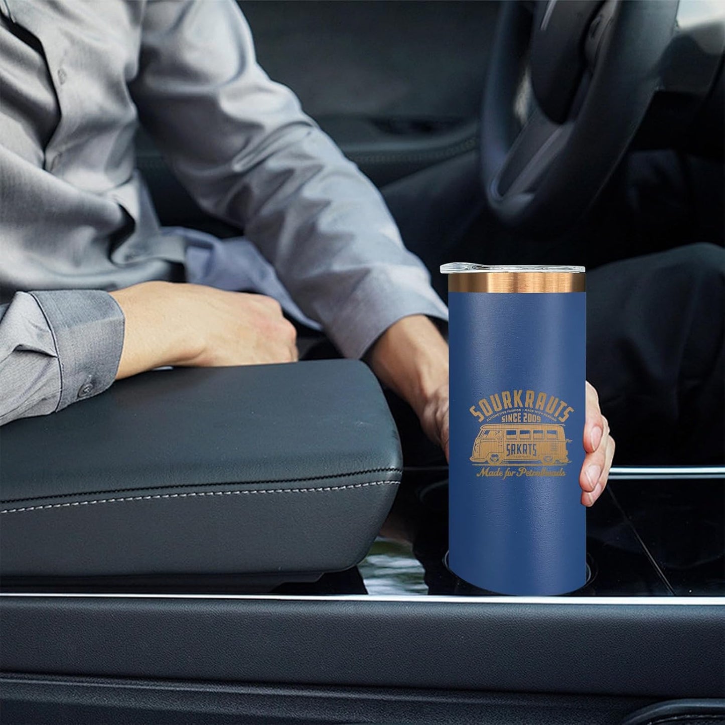 20 oz Skinny Tumblers Bulk 4 Pack, Stainless Steel Insulated Tumbler with Lids and Straws, Slim Double Wall Powder Coated Travel Coffee Mugs Reusable Cup for Hot Cold Drinks (Navy,4 pack)