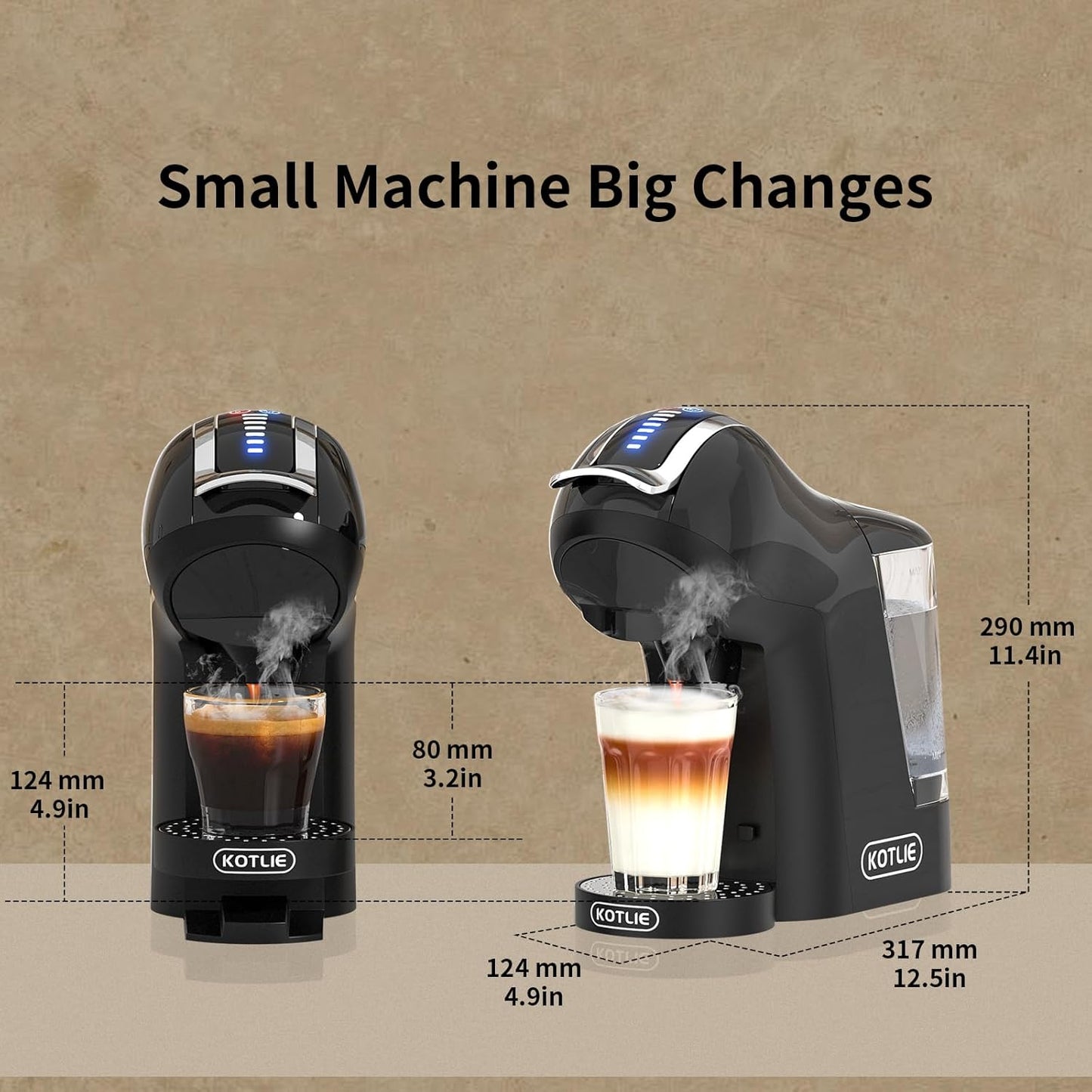 Hot&Cold brewing Single Serve Coffee Maker for K*eurig K*cup, Small Espresso Coffee Machine for D*olce G*usto/N*es Original/Ground Coffee/44mm ESE, adjustable TEMP&Water Volume, 1LRemovable Reservoir