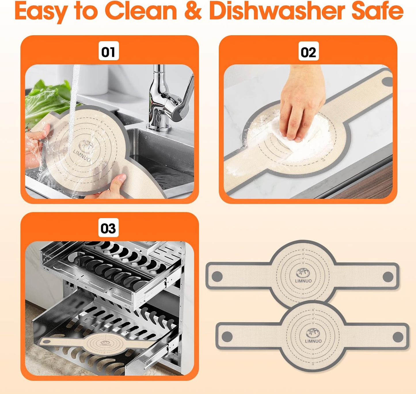 Silicone Bread Sling Dutch Oven,2 PCS Silicone Baking Mat Set,Non-Stick & Easy Clean Reusable Bread Mat With Extra Long Handles, Bread Baking Mat for Sourdough Transfer