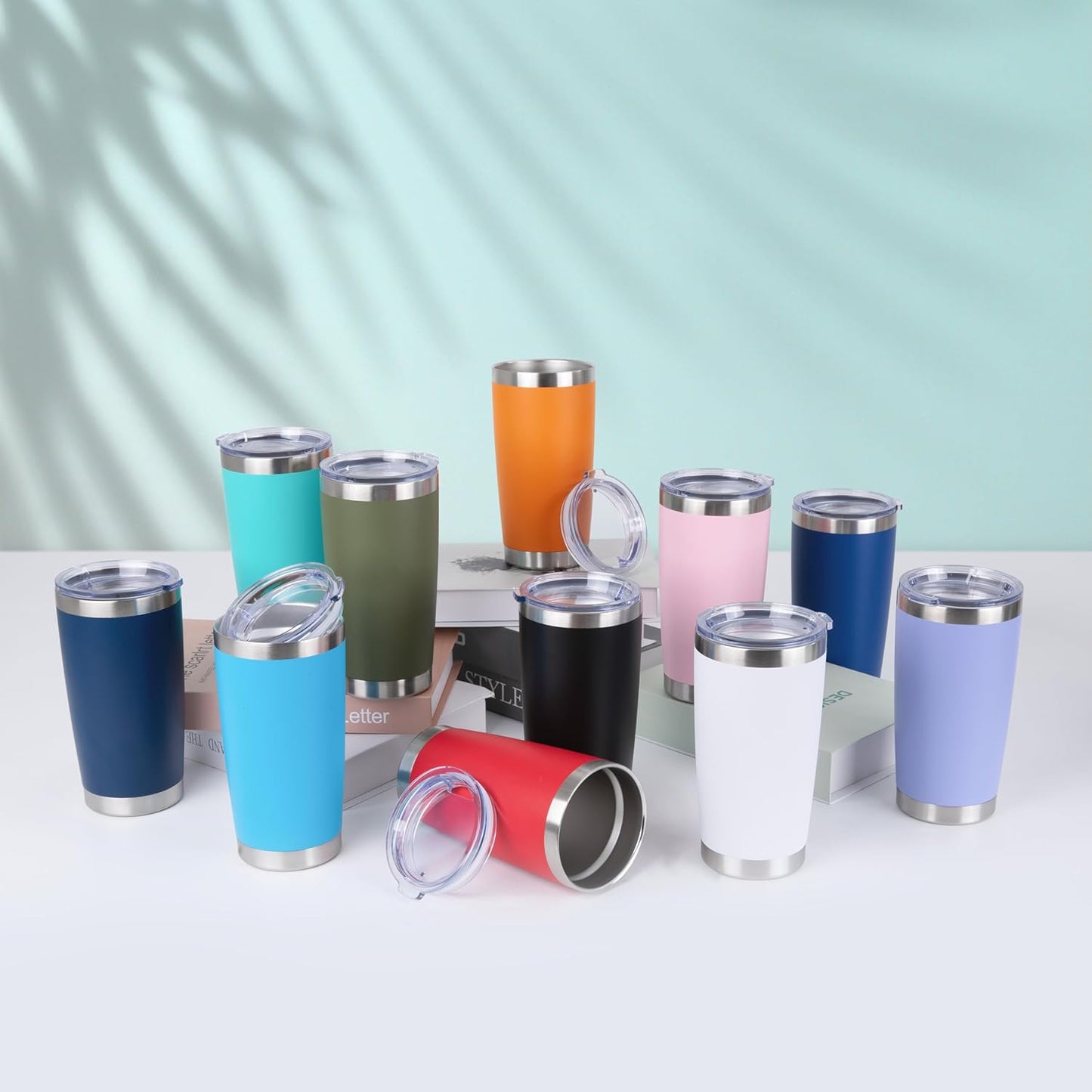 HASLE OUTFITTERS 20oz Stainless Steel Tumblers Bulk, Insulated Travel Cup with Lid, Double Wall Vacuum Coffee Mug for Cold & Hot Drinks 1 Pack, Orange