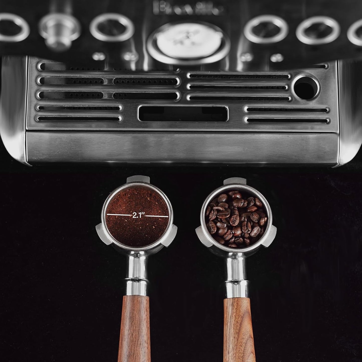 Espresso Portafilter | 54mm Bottomless portafilter with 3 Ear | Suitable for 54mm Breville/Sage Barista Espresso Machine | with Walnut Handle and Stainless Steel Single Wall Basket