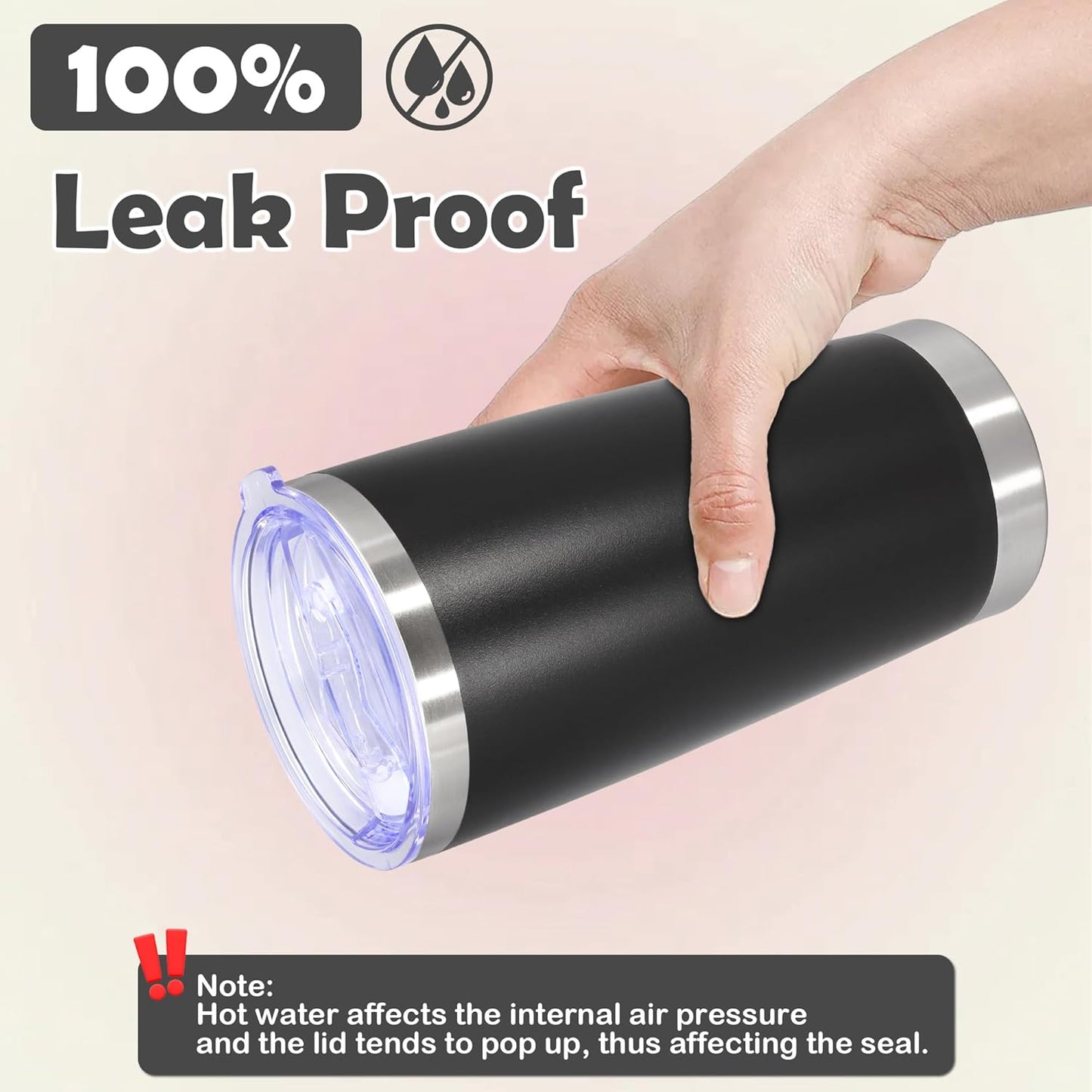 20oz Tumbler Stainless Steel Tumbler Cup with Lid Vacuum Insulated Double Wall Travel Mug, Durable Powder Coated Travel Coffee Tumbler Mug for Hot & Cold Drinks, Black,4 Pack