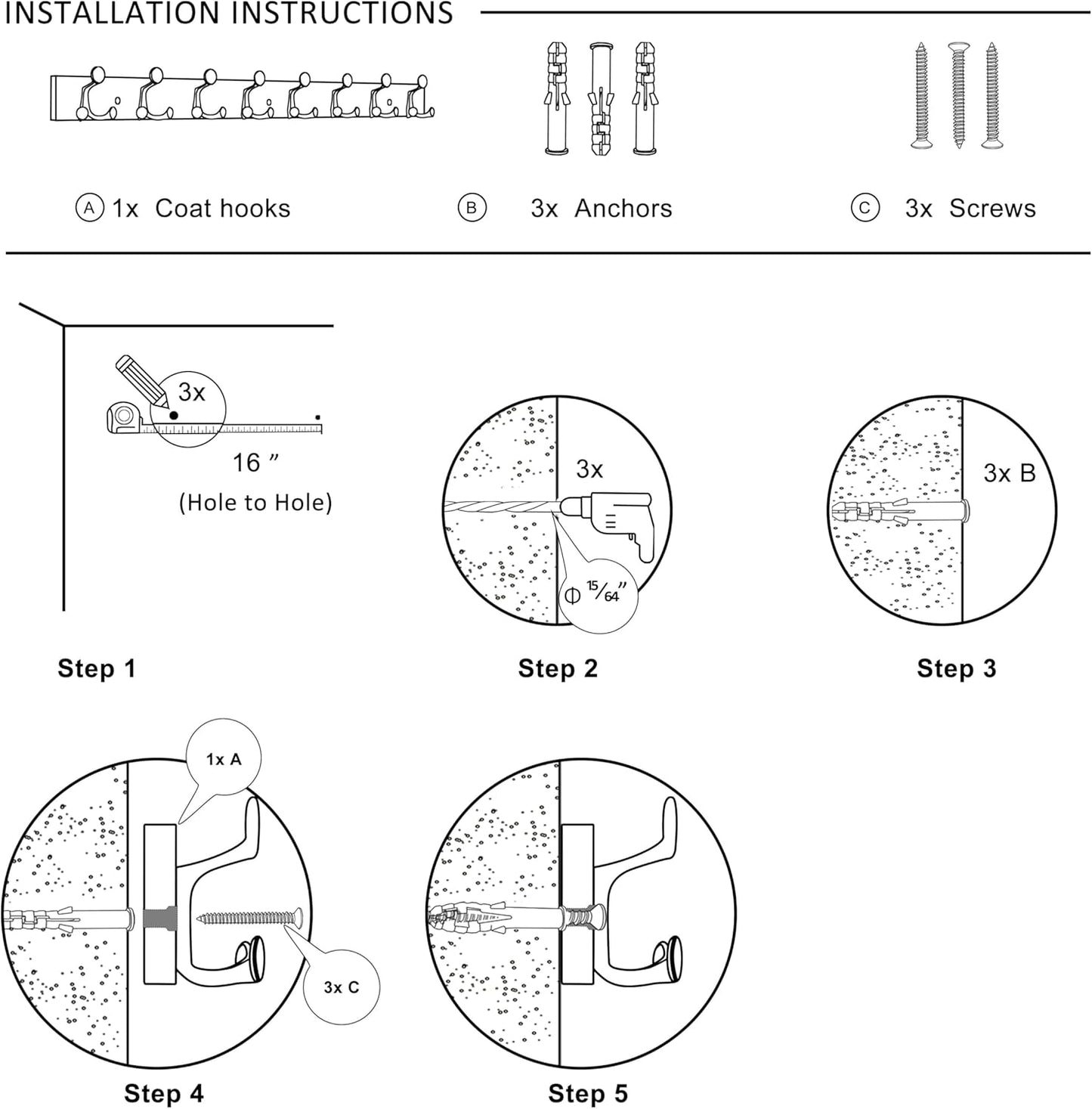 SKOLOO 43-Inch Wood Burnt Coat Rack Wall Mount with 8 Triple Hooks - Ideal for Family Entrances, Classrooms, and Pet Supplies Storage - Perfect Coat Hooks for Wall, Pack of 2