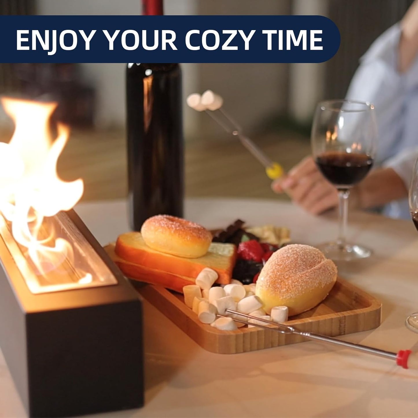 Bamboo Serving Tray 2 Pack – Trays for Serving Food in Bed Couch Kitchen or Patio – Rectangular Wooden Platters for Meals Snacks or Decor – TV Trays Set for Dinner or Party or Tabletop Fire Pit