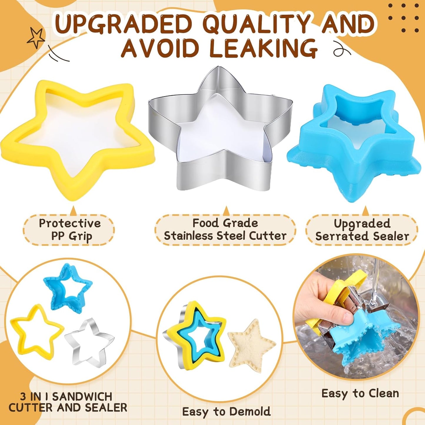 Sandwich Cutters for Kids Lunch, 33 Pcs Sandwich Cutter and Sealer Set for Kids Lunch, DIY Vegetable Fruit Shapes and Cookie Cutters for Bento Box