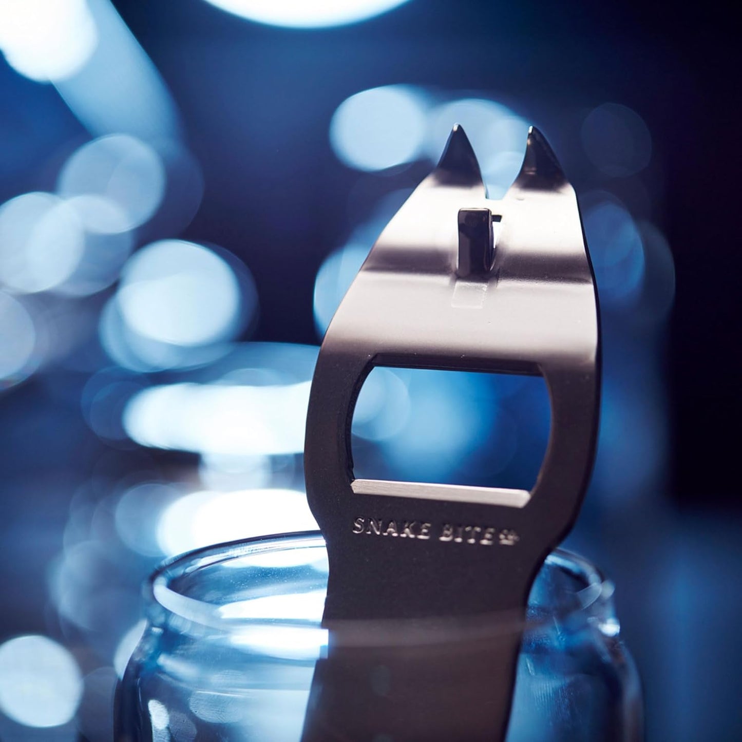 The Mamba Bottle Opener & Bartending Tool – 100% USA-Made, Patented Stainless Steel Bar Key – Flat Bottle Opener for Bartenders, Pour Spout Remover, Church Key Can Punch by Snake Bite