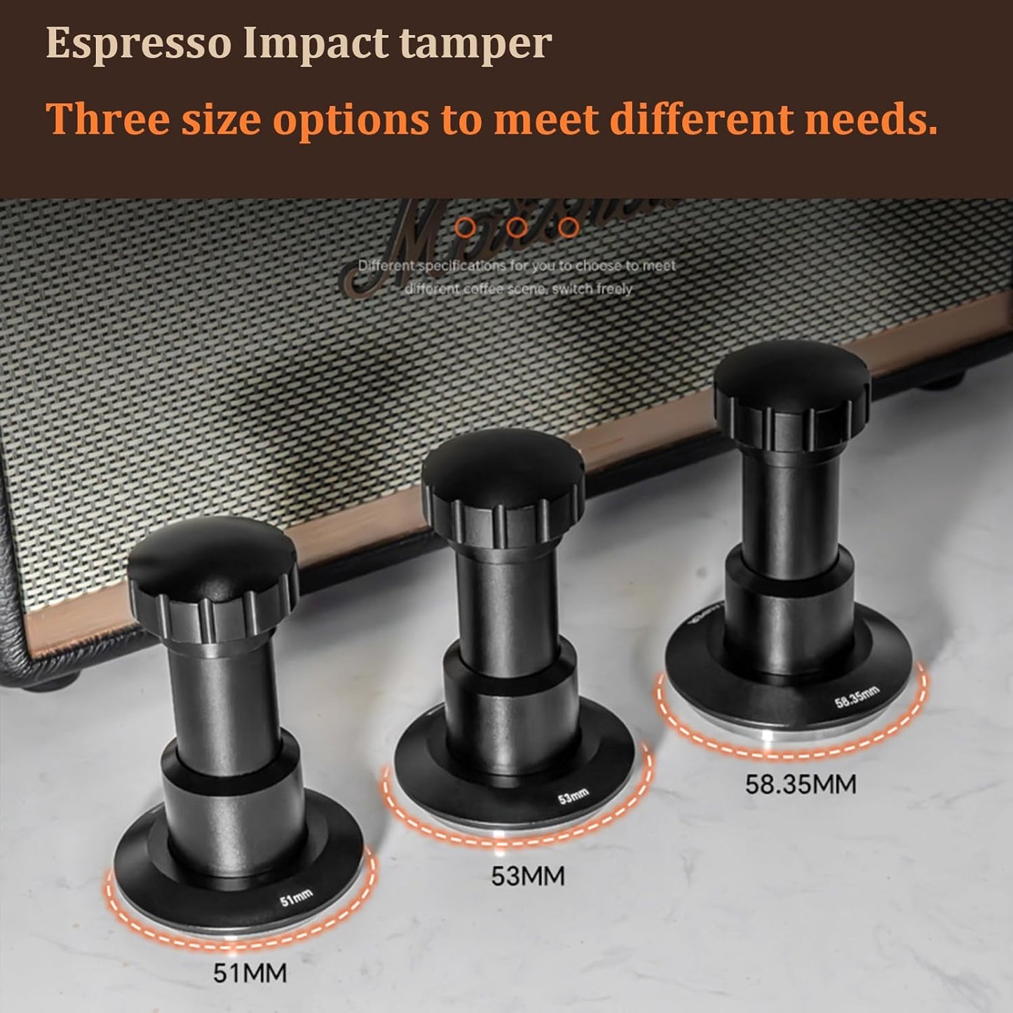 53mm Espresso Tamper,Impac Coffee Tool Espresso,Compatible with Breville Portafilter 54mm,30lb,316 Stainless Steel. (53MM Black)