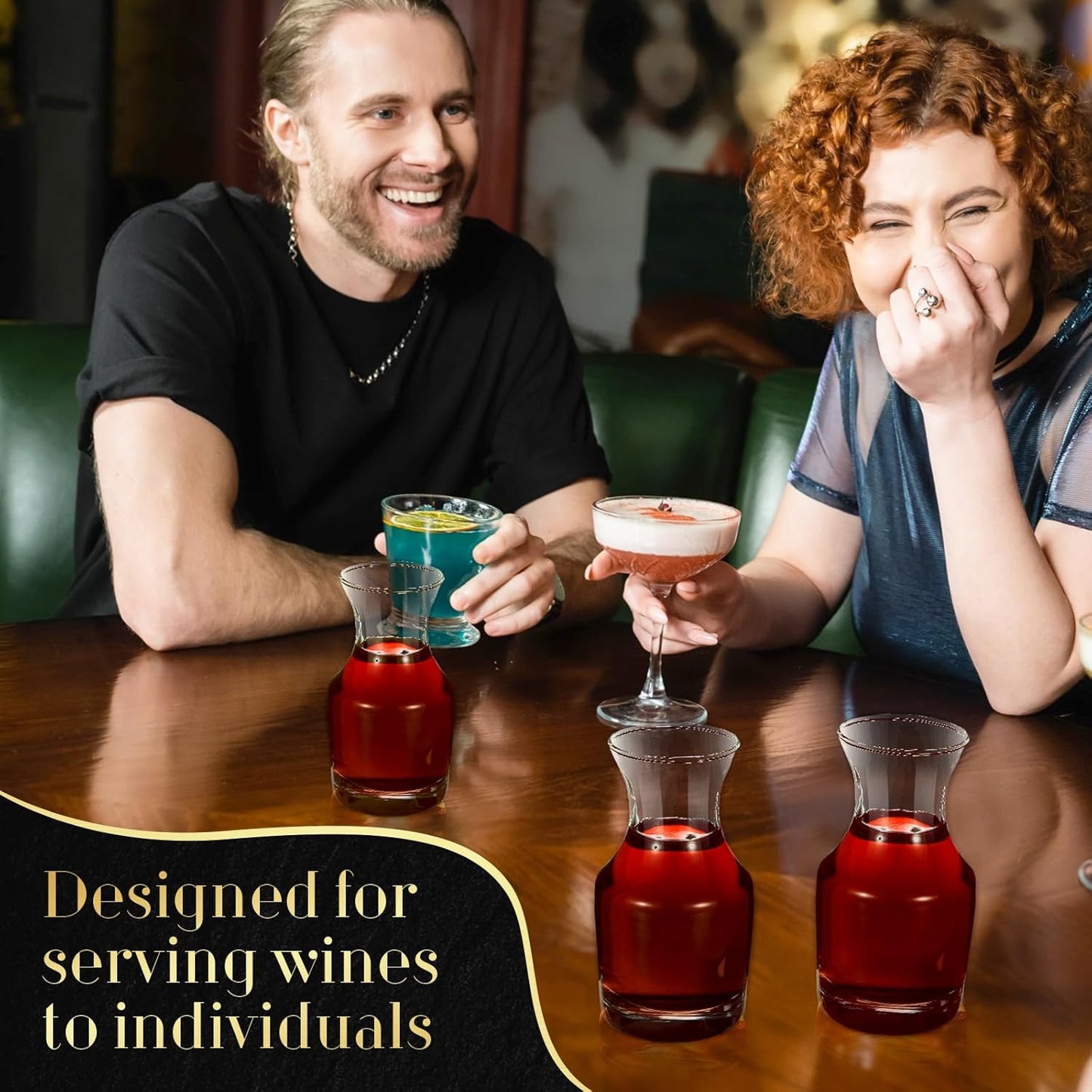 24 Pack Single Serving Wine Carafe Glass Small Mini Carafe Individual Wine Refill Decanter for Dinner Parties Tastings Bars Restaurants (6.5 oz)