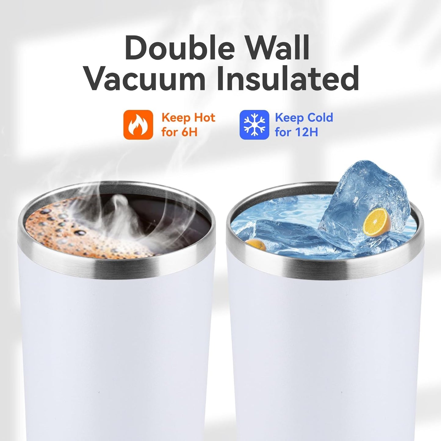 HASLE OUTFITTERS 12oz Skinny Tumbler Bulk, Slim Tumblers Set with Lid, Double Wall Stainless Steel Insulated Travel Coffee Mug, Durable Powder Coated Travel Water Cup(White, 12)