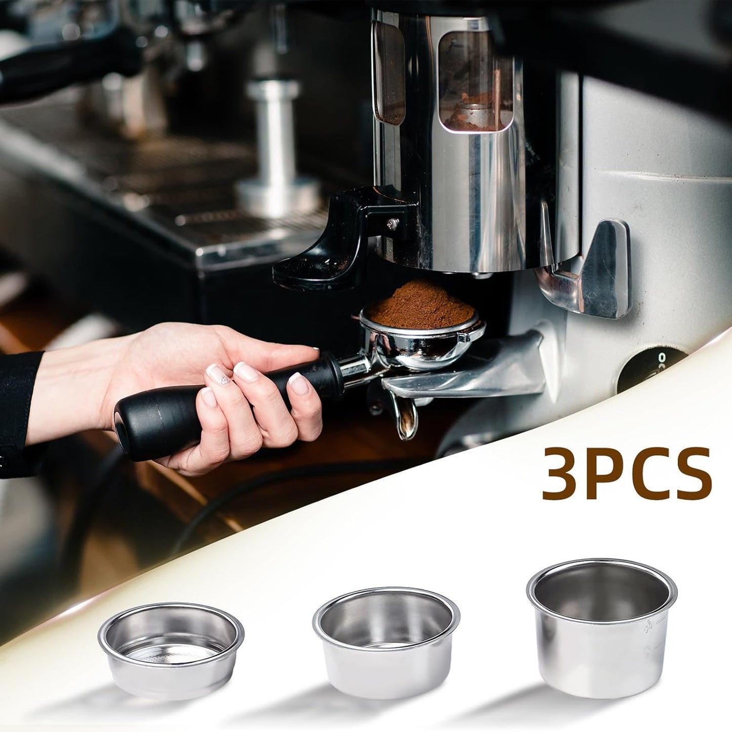 51mm Coffee Filter Basket, Stainless Steel Coffee Filter Reusable Coffee Machine Filter Accessory, Single/Double/Four Cup Single Wall Coffee Pressurized Porous Filter