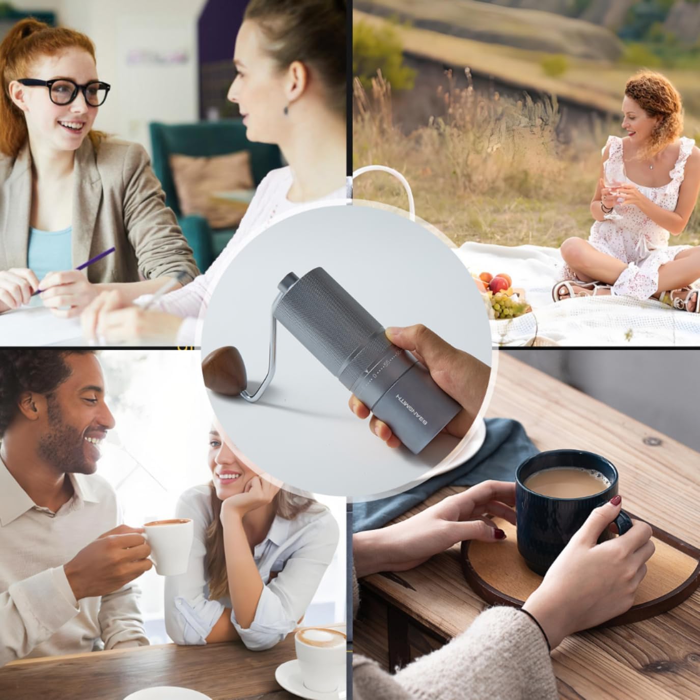 M1 Manual Coffee Grinder – 7 Star Stainless Steel Conical Burr, 60 Clicks External Adjustment, 30g Capacity : Portable Burr Grinder for Espresso, French Press, Turkish, Cold Brew