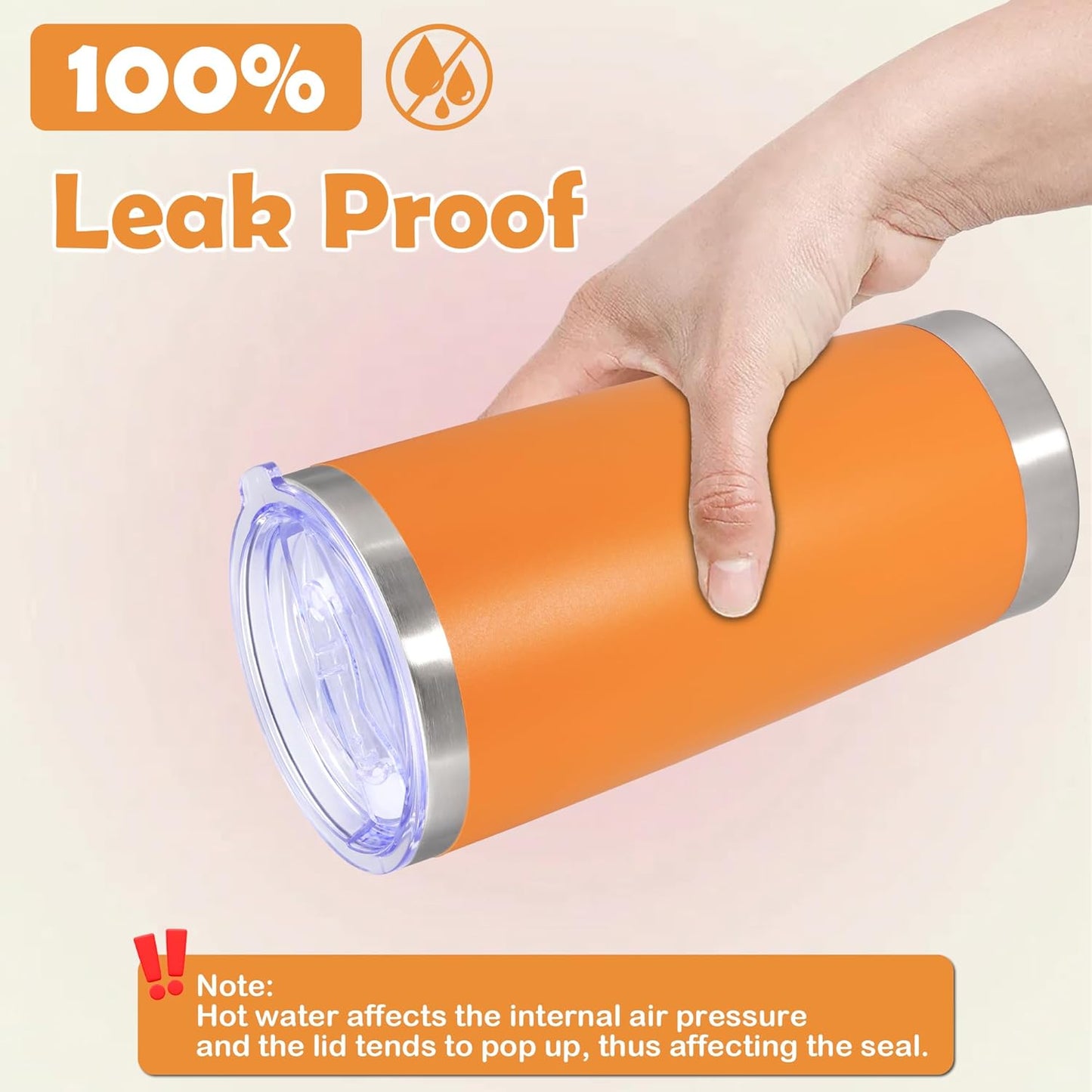 20oz Tumbler Bulk Stainless Steel Tumbler Cup with Lid Vacuum Insulated Double Wall Travel Mug, Durable Powder Coated Travel Coffee Tumbler Mug for Hot & Cold Drinks, Orange,8 Pack