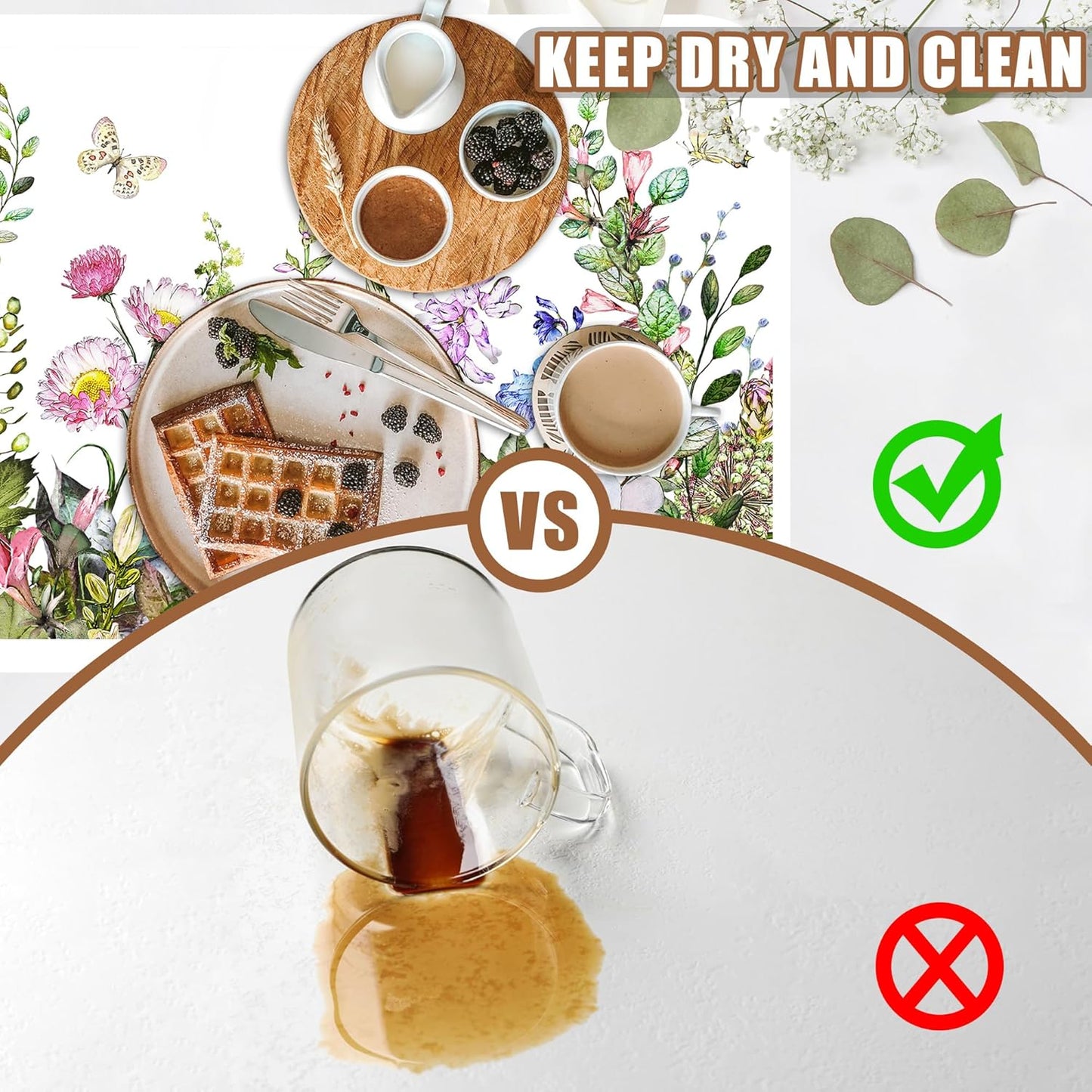 Watercolor Flower and Butterfly Dish Drying Mat for Kitchen Counter Absorbent Coffee Mat with Hide Stain Rubber Backed Espresso Machine Coffee Bar Accessories 15.7 x 23.6 Inch