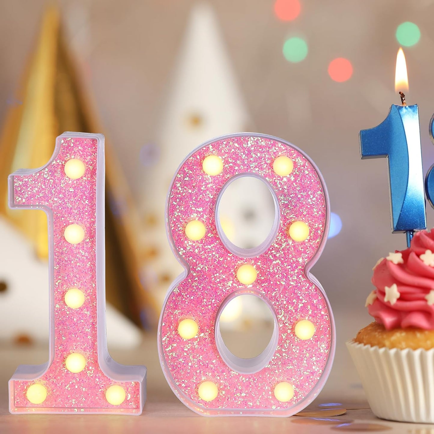 Foaky Pink Light up Letters,Pink Party Decorations,Girls Room Decor,Glitter Marquee Numbers,Alphabet Letter Sign for Night Light Birthday Party Girls Gifts, Home Bar Decoration (1)