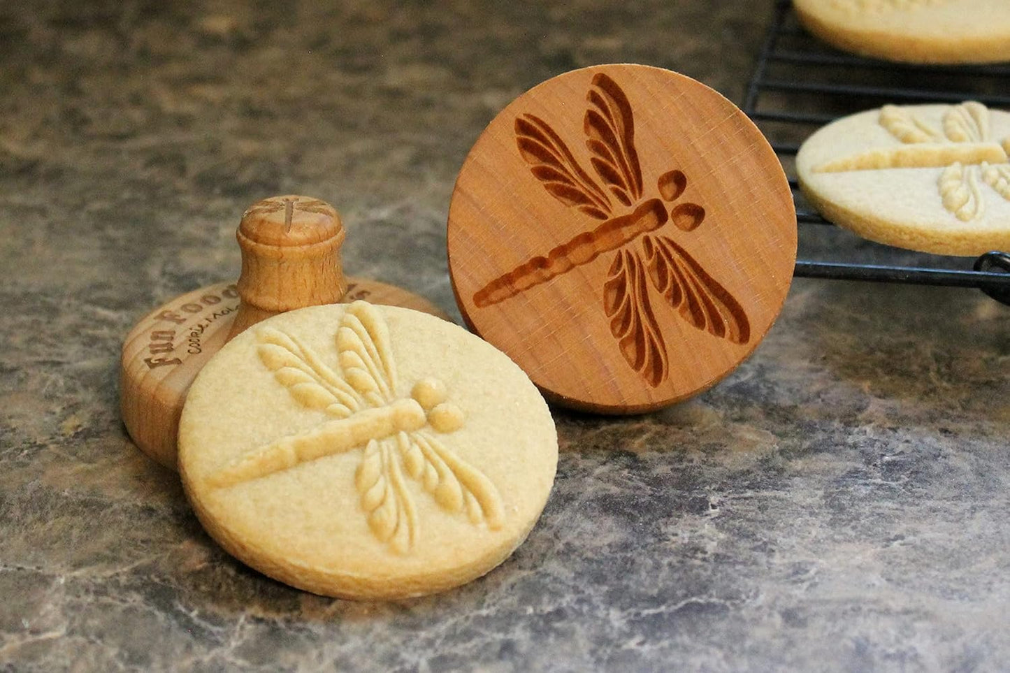 Wood Cookie Stamp, 2.5 Inch (Dragonfly CS-019)