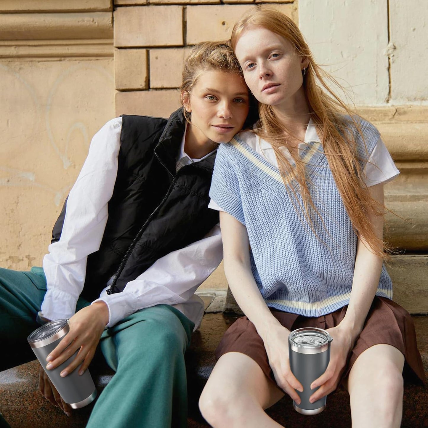 20 oz Tumbler with Lid Stainless Steel Insulated Tumblers Bulk Double Wall Vacuum Cups Powder Coated Travel Mug Keep Drink Cold and Hot, Grey, 8 Pack