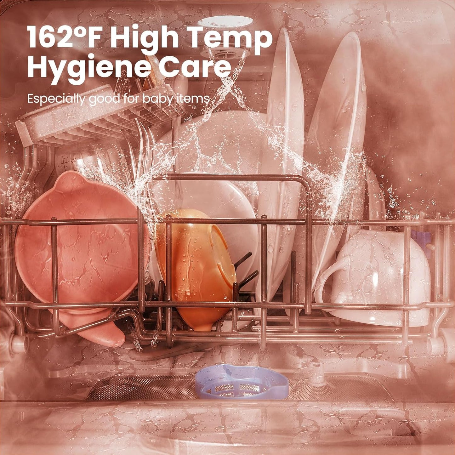 COMFEE' Portable Dishwasher Countertop with 5L Built-in Water Tank, No Hookup Needed, 6 Programs, 360° Dual Spray, 192℉ High-Temp& Air-Dry Function, Mini Dishwasher for RVs, White