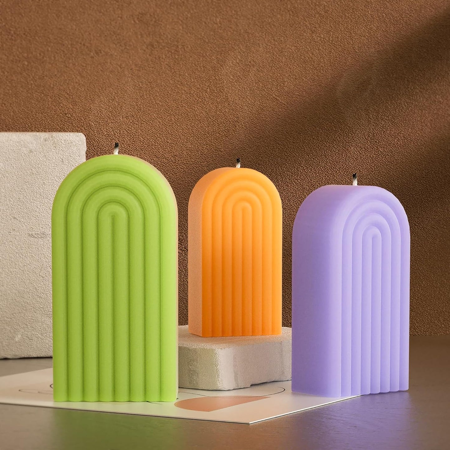 3 Pack Deep Resin Mold Arch Rectangle Door Candle Silicone 3D Animal Candle Making Molds