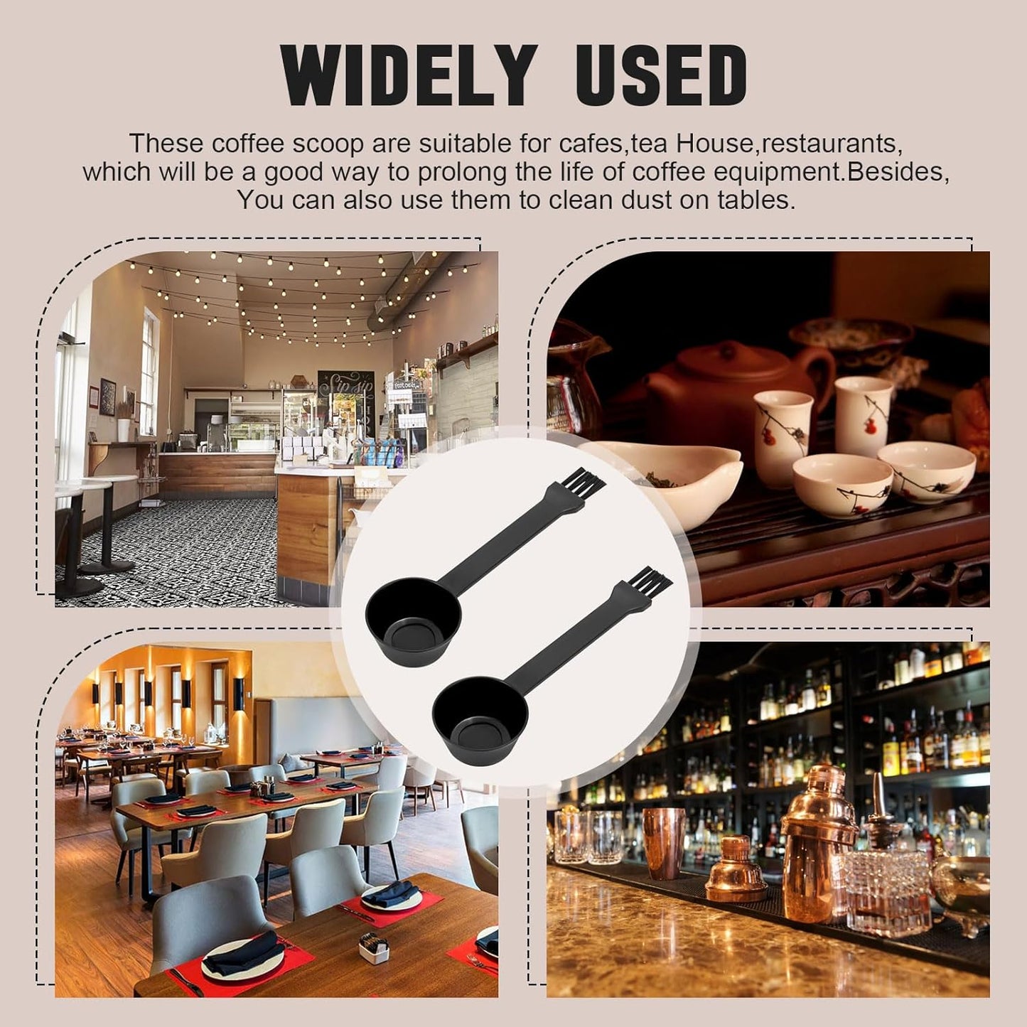 Coffee Spoon With Espresso Grinder Brush 2 in 1 Brush Compatible for Cuisinart DBM-8P1 Coffee Machine Brush for Coffee Grinder Cleaner Scooping Coffee Powder(2PCS)