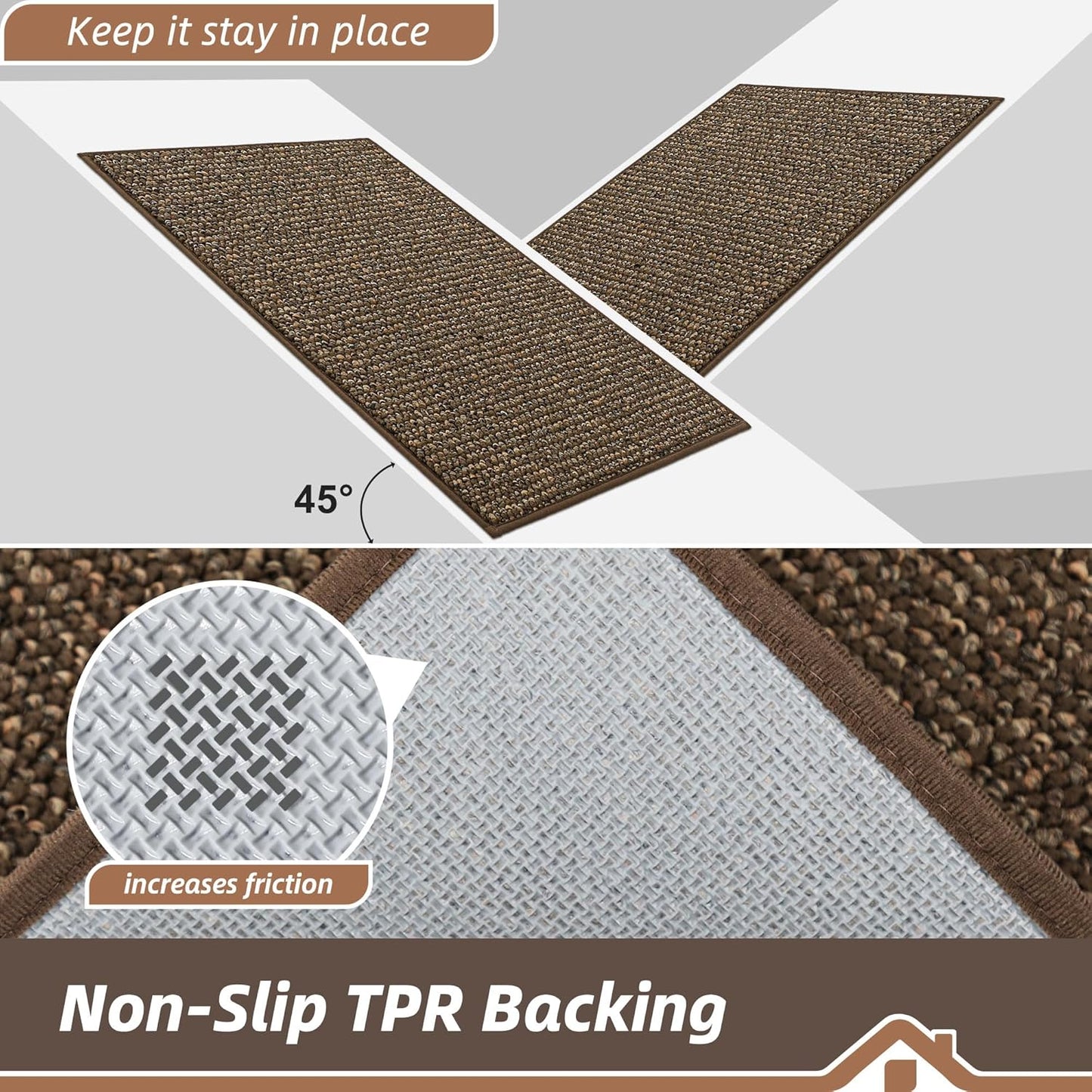 BEQHAUSE Dirt Trapper Door Mat 32" x 48", Non-Slip Washable Doormats Entrance Mat, Dirt Resistant and Absorbent Welcome Mat, Low Profile Floor Mats for Front Back Door and Entryway, Brown