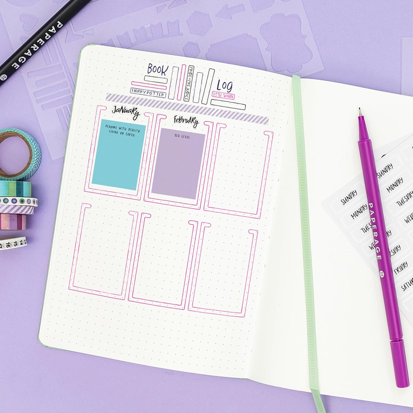 PAPERAGE Dotted Journal Notebook, (Dark Green), 160 Pages, Medium 5.6 in x 8 in - 100 GSM Thick Paper – Hardcover Journaling Notebook for Work, School & Bullet Journaling