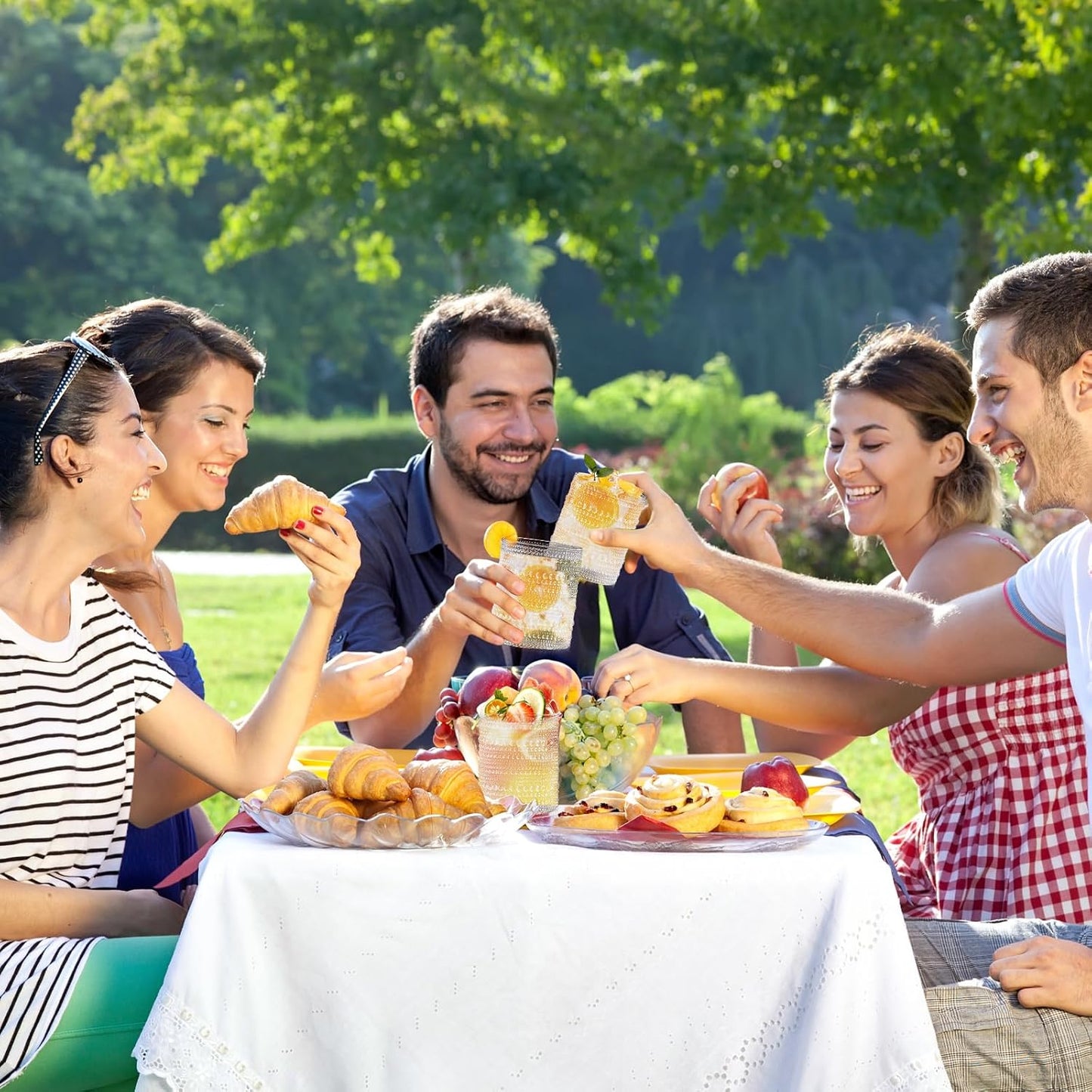 Hobnail Drinking Glasses,12 oz Glasses Drinking Set of 6,Vintage Glassware,Whiskey/Cocktail/Juice/Beer/Water/Kitchen Glasses for Bar Tumbler Glassware,Vasos De Vidrio Glass Cups Set for Mixed Drinks