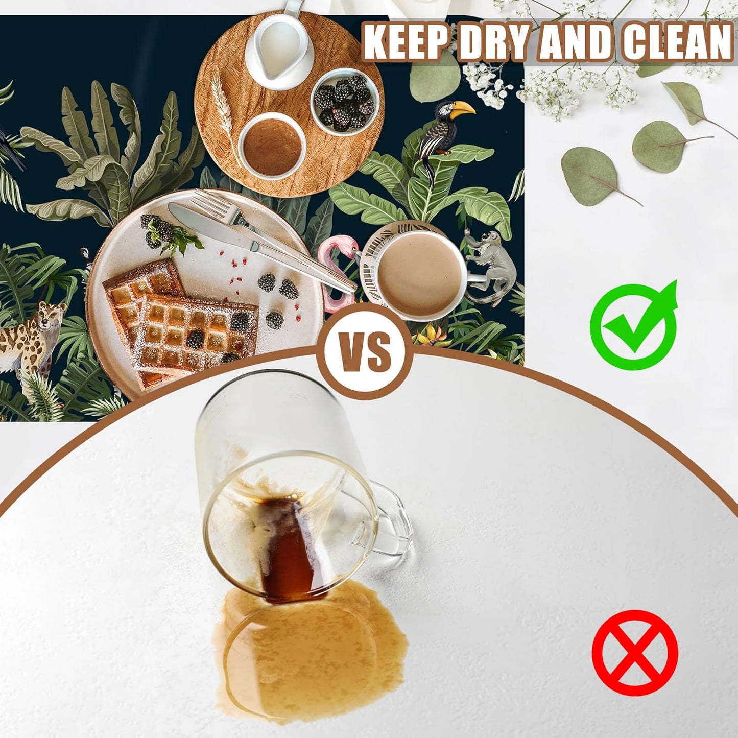 Jungle Animals Coffee Mat Tropical Dish Drying Mat for Kitchen Counter Absorbent Hide Stain Rubber Backed Coffee Bar Accessories Fit Under Espresso Machine Cafe Decor, 11.8 x 19.7 Inch