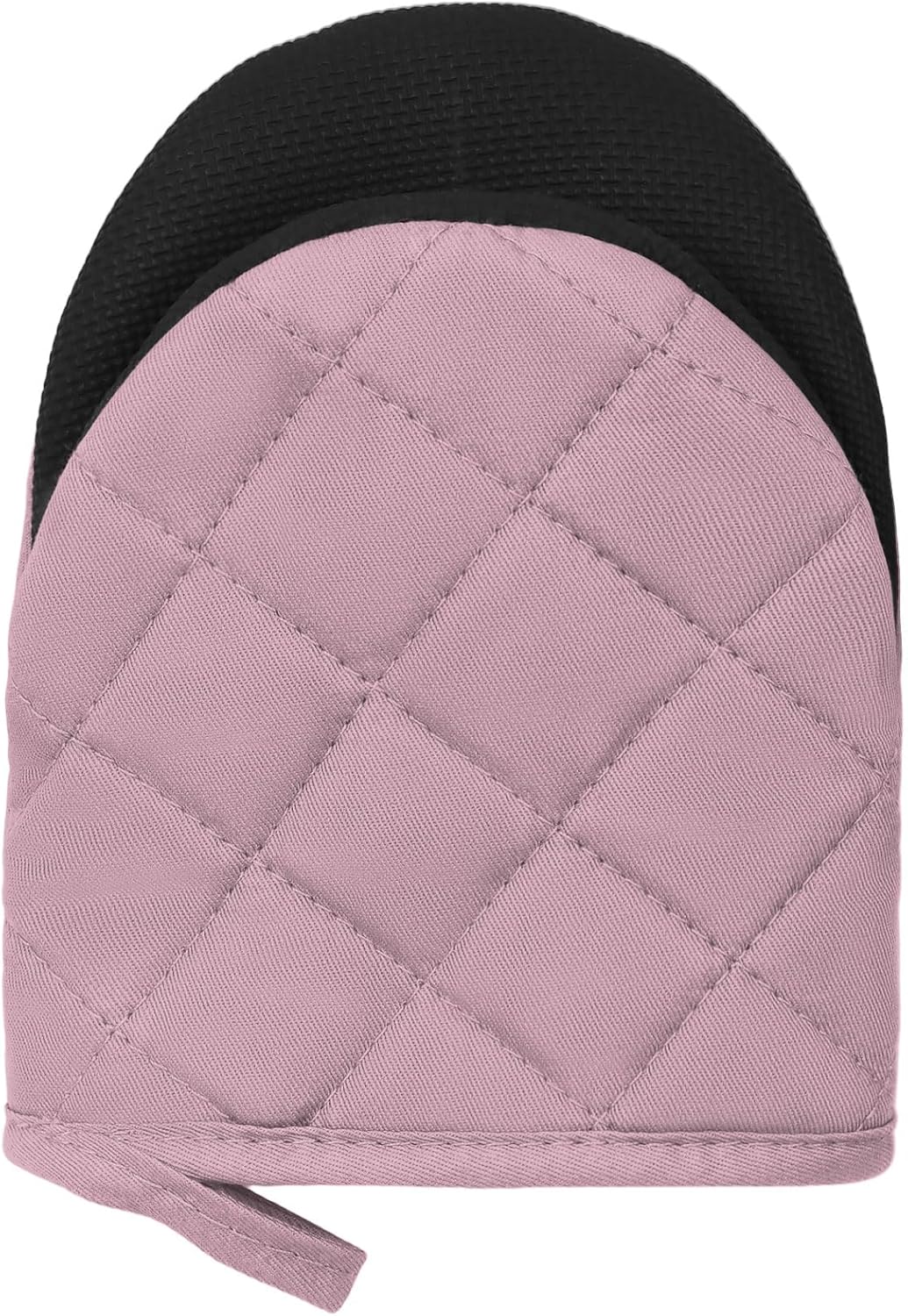 1 Pair Short Oven Mitts, Heat Resistant Silicone Kitchen Mini Oven Mitts for 500 Degrees, Non-Slip Grip Surfaces and Hanging Loop Gloves, Baking Grilling Barbecue Microwave Machine Washable