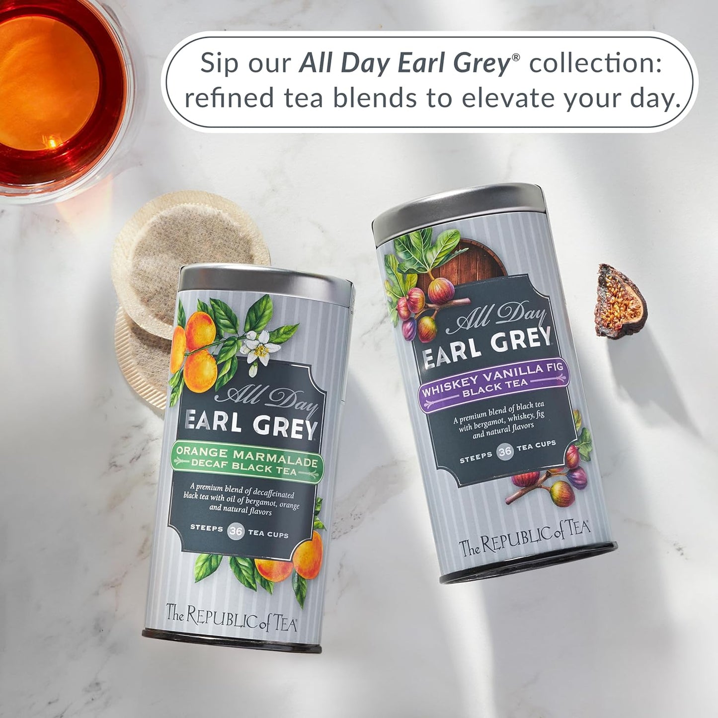 The Republic of Tea – All Day Earl Grey Orange Marmalade Decaf Black Tea, Naturally decaffeinated, 36 Tea Bags